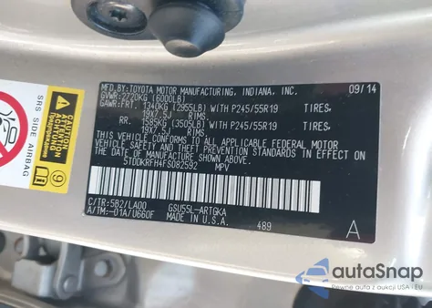 2015 Toyota Highlander Limited V6 from USA, damaged, VIN 5TDDKRFH4FS082592